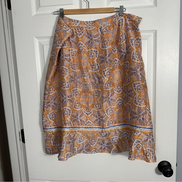 Sigrid Olsen 18W 100% silk skirt, spring colors, fully lined, side zip/button - Picture 4 of 11